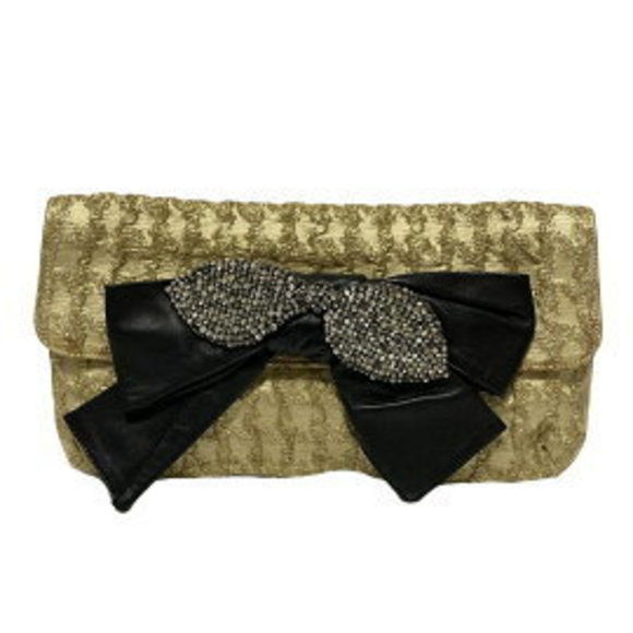 Chloe Handbags - Chloe clutch bag rhinestones ribbons black leather